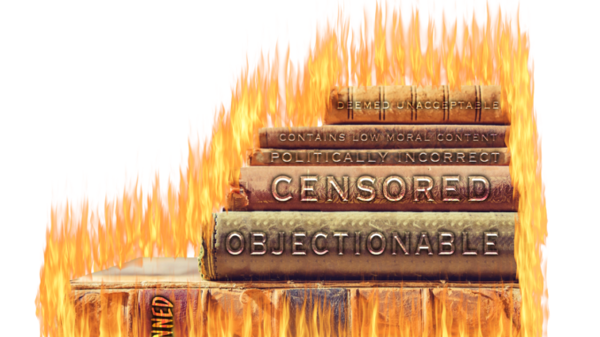 books surrounded by flames