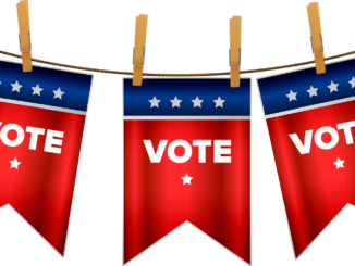 Red, white and blue VOTE banner