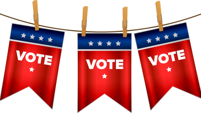 Red, white and blue VOTE banner