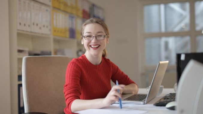 Girl studying at computer